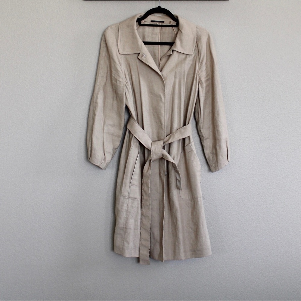 Elie Tahari Women’s Linen Belted Trench Coat